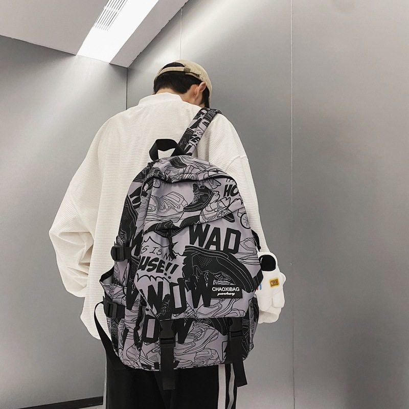 韩版潮流高中学生双肩包 欧美时尚男女双肩背包 个性搞怪书包