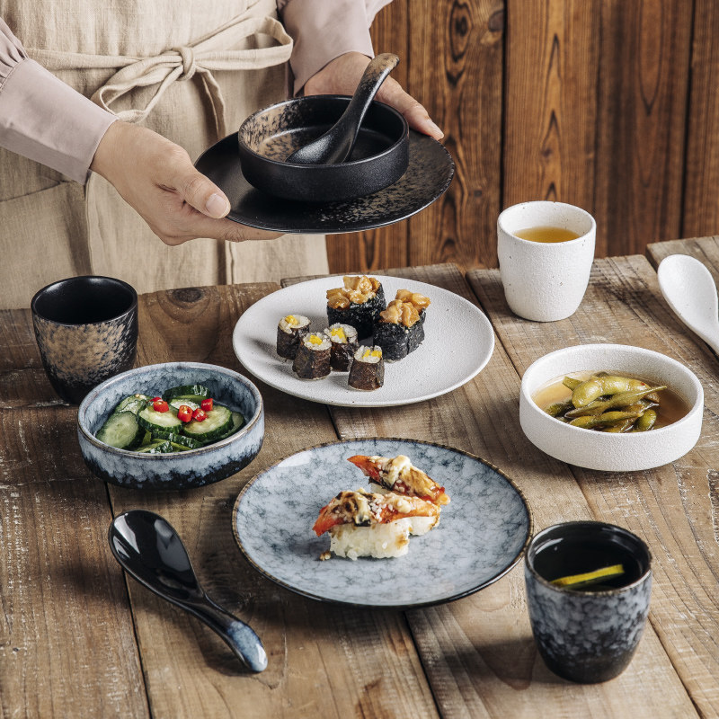 酒店摆台三件套装四件套餐具一人食陶瓷盘碗陶瓷杯子勺子餐厅商用