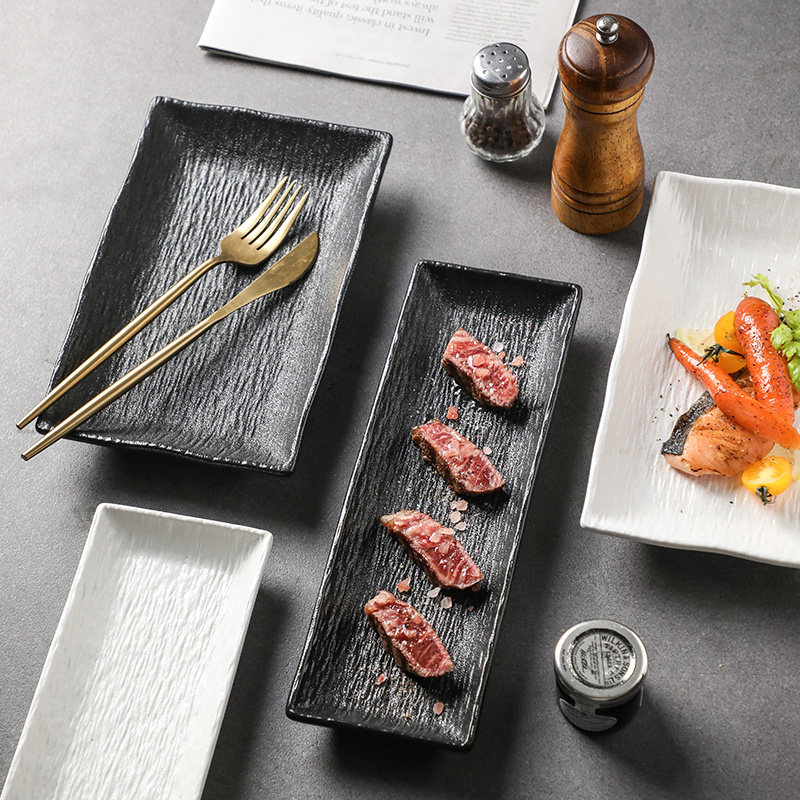 陶瓷长方深盘石纹简式