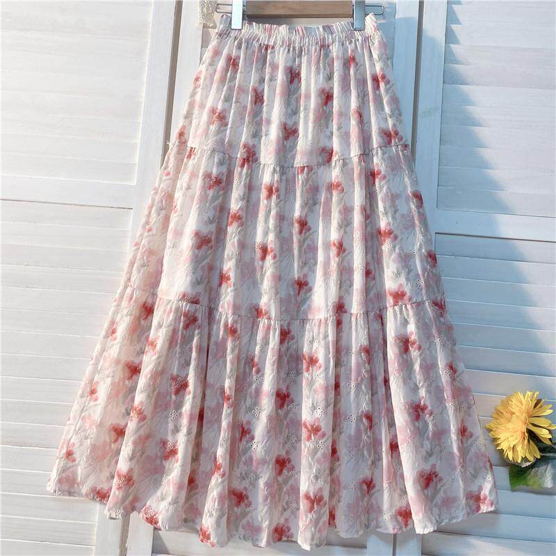 自制2026春夏季超长款88cm棉麻甜美刺绣花半身裙女显瘦大摆a字裙