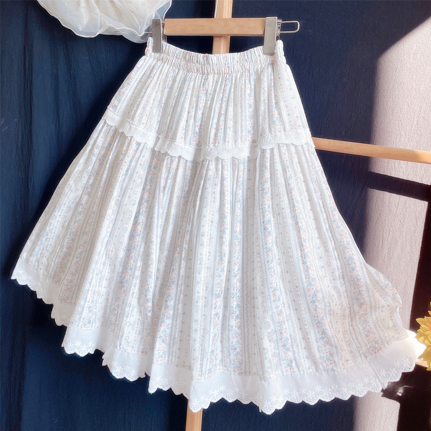 定制面料春夏季半身裙女五分裙过膝中款裙60cm小个子碎花a字伞裙