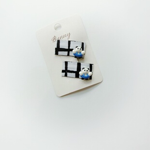 可爱熊猫发夹设计感甜酷少女学生边夹超好看掰掰夹碎发刘海夹BB夹