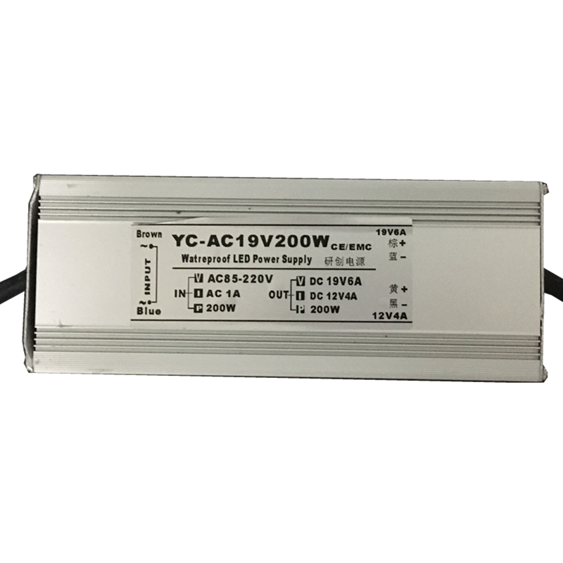 定制200W恒流双路输出驱动电源、输入AC85~220V 输出19V6A、12V4A