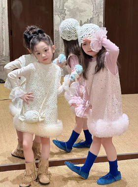 儿童装女童裙闪亮套装甜妹打底衫可爱送糖果包公主裙26春秋装新款