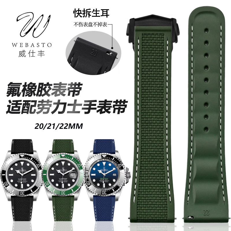 柔软氟橡胶折叠扣快拆手表表带