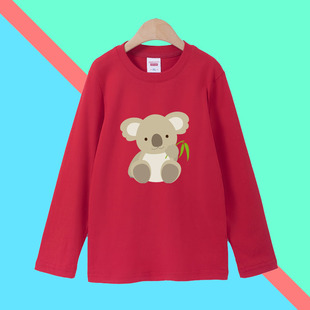 秋季儿童长袖T恤卡通可爱考拉男童帅气女童宝宝上衣圆领宽松班服t