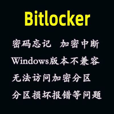 电脑磁盘BitLocker密码加密中断暂停文件资料蓝屏恢复密钥文件