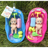 浴盆玩具儿童洗澡沙滩游泳水上戏水 洗澡娃娃小黄鸭子套装 916