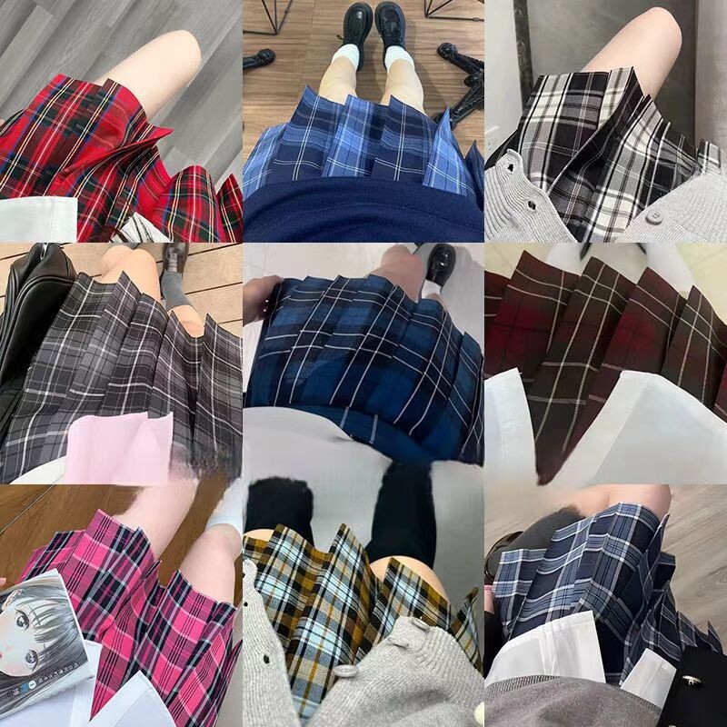 正版日系合集jk制服秋冬套装格子裙校园百褶裙学生水手服格裙全套