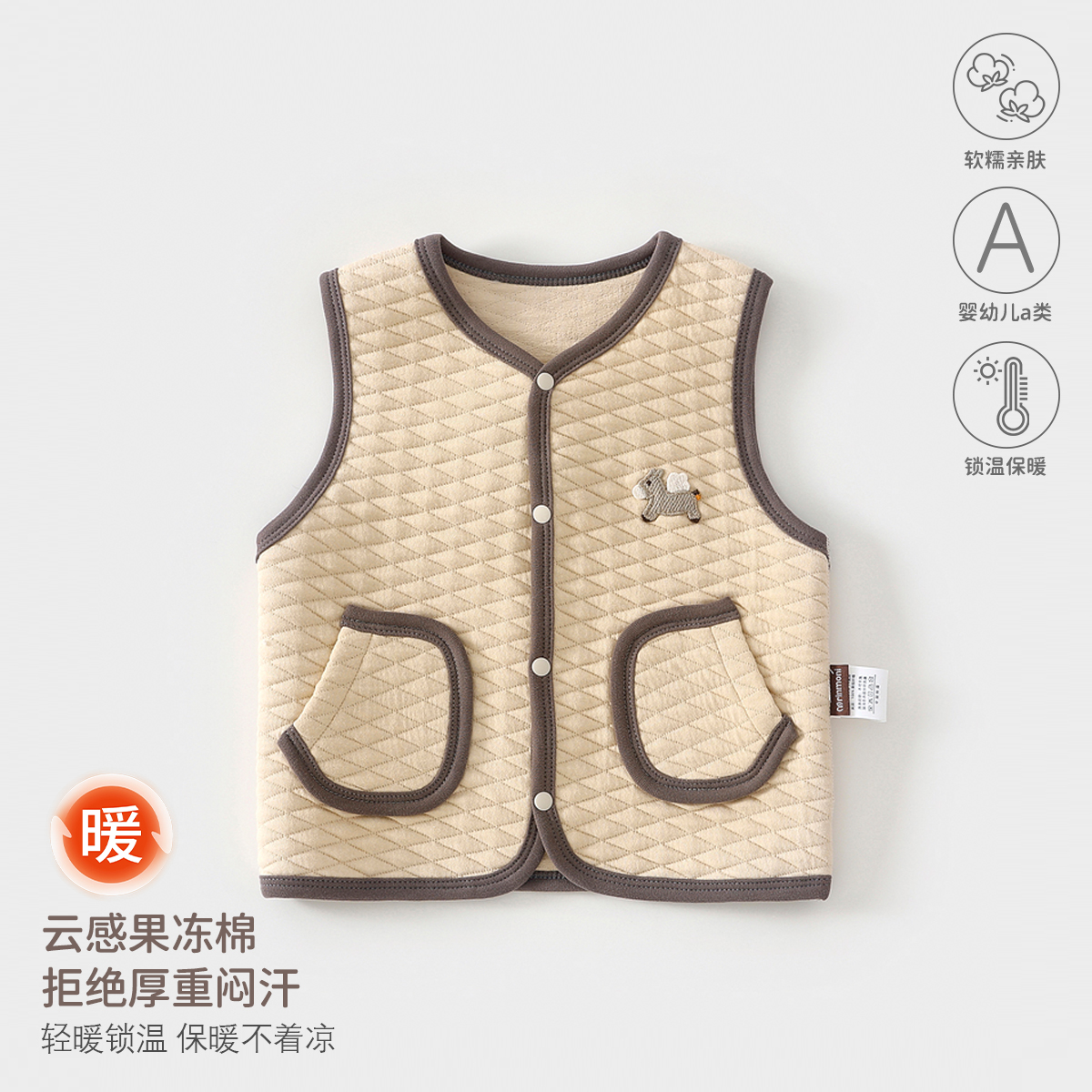 儿童衣服男女童宝宝马甲婴儿夹棉春秋上衣0-2岁夹棉保暖背心