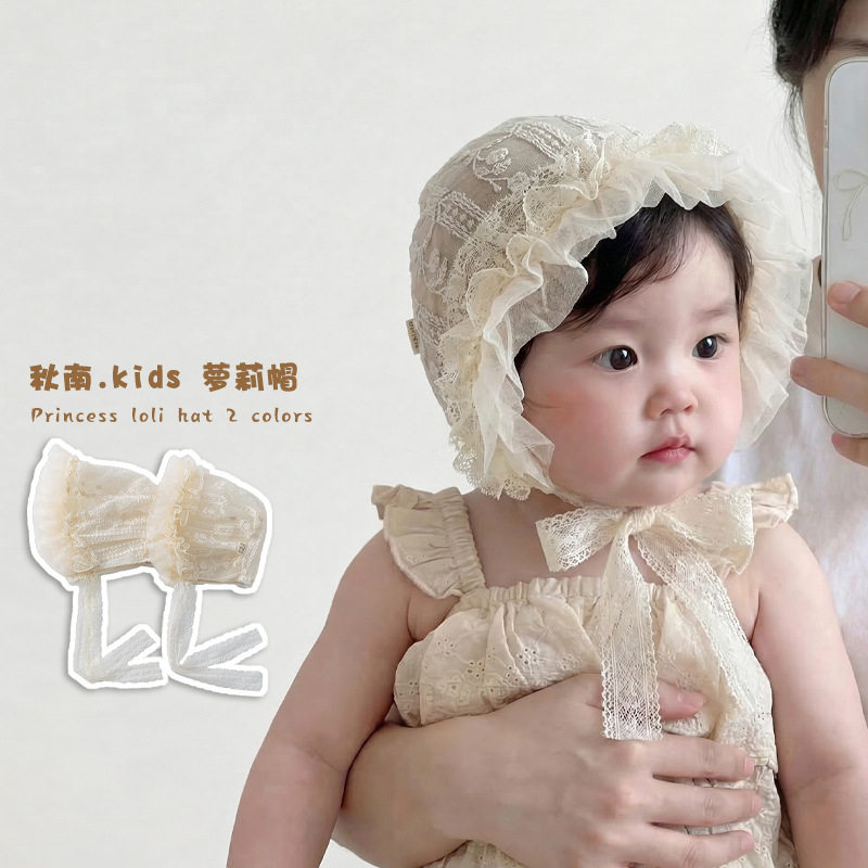 婴儿帽子夏季新款甜美花边萝莉帽女宝宝防晒遮阳婴幼儿胎帽