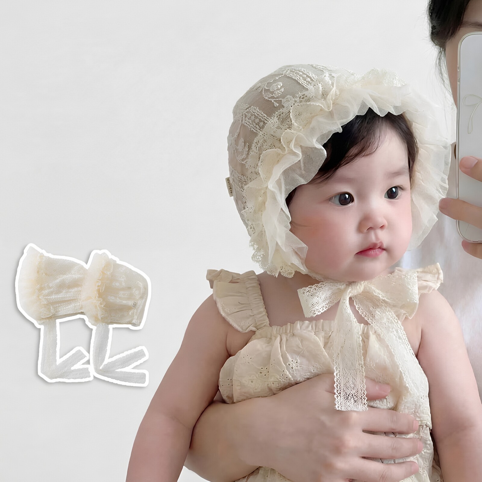 婴儿帽子夏季新款甜美花边萝莉帽女宝宝防晒遮阳婴幼儿胎帽