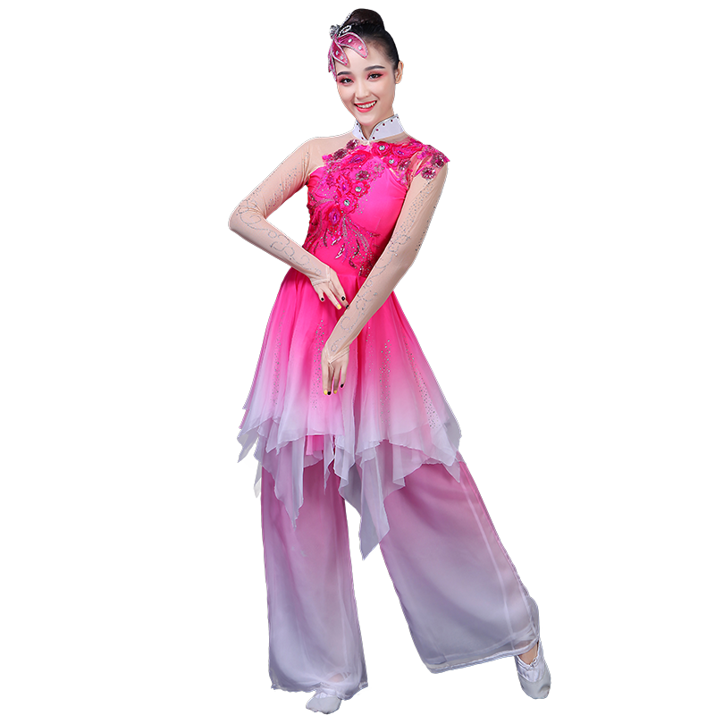 新款茉莉花演出服女广场舞秧歌服表演服古典扇子舞伞舞蹈服装成人