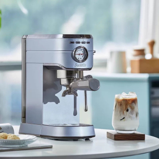 百胜图mini咖啡机BAE418家用小型意式浓缩小钢炮全半自动奶泡机