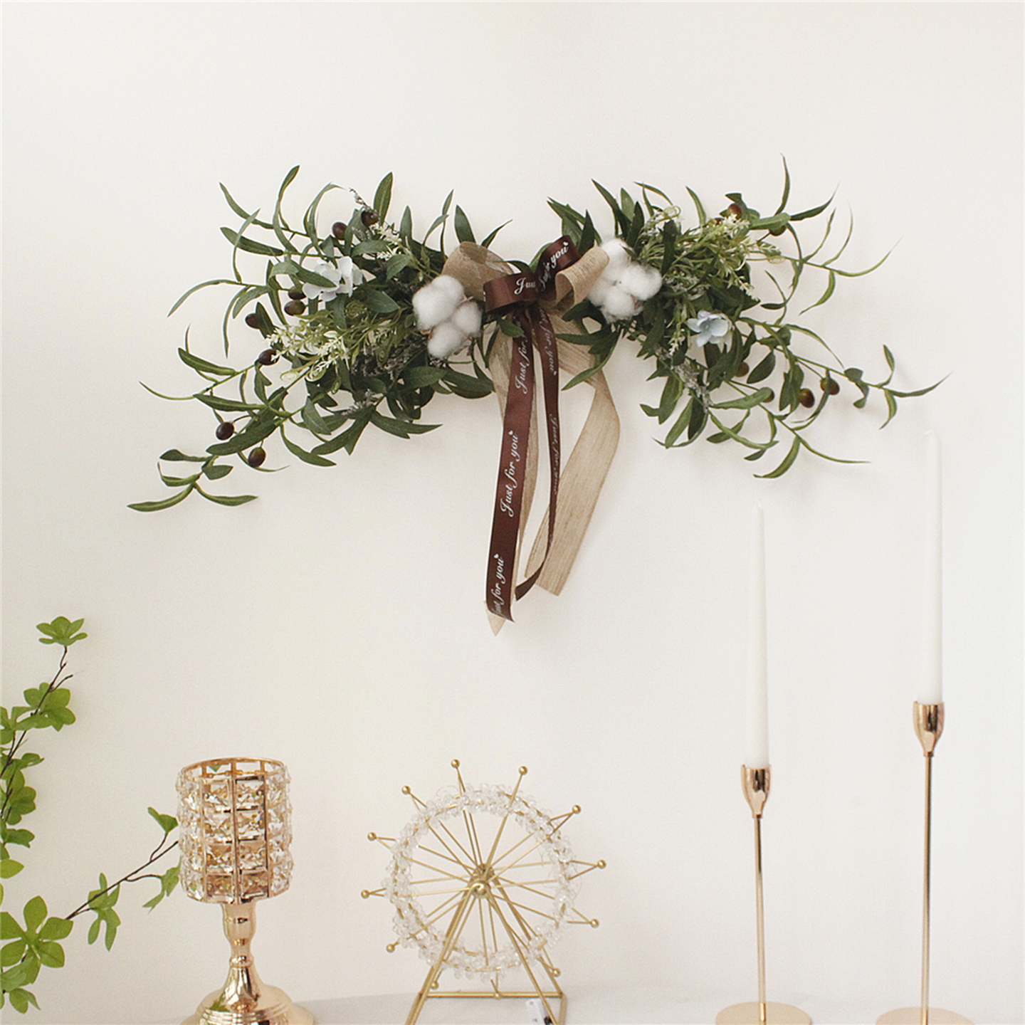 仿真橄榄枝软装绿植客厅餐厅壁饰墙饰挂饰餐桌花会议桌花生日布置,家居饰品,壁饰,淘宝优惠券,粉丝福利购,淘宝优惠卷