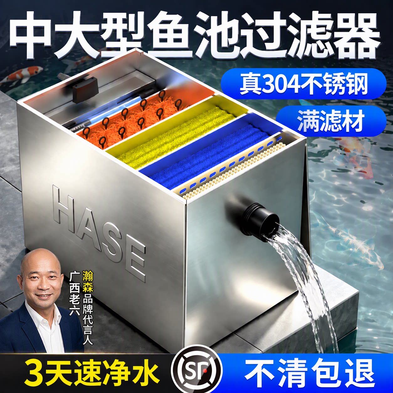 HASE鱼池水循环过滤系统室外庭院净水过滤器大型锦鲤池外置过滤箱