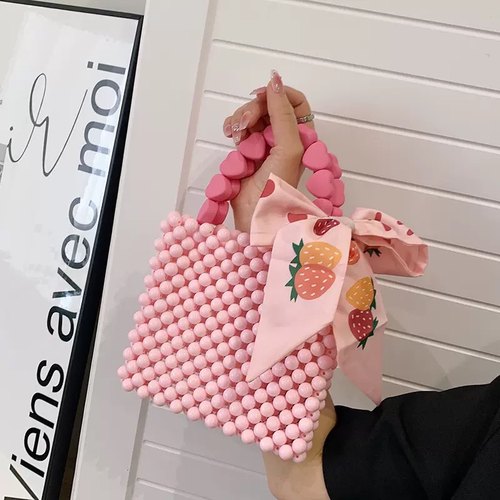 马卡龙爱心串珠包diy手工编织