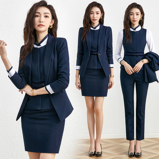 套装 时尚 女2025春秋新款 气质修身 总裁商务前台工服 西服正装 职业装