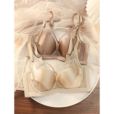 品牌专柜无痕内衣女大胸显小薄款调整型收副乳防下垂聚拢文胸套装