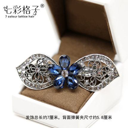 七彩格子古典饰品发夹发饰韩国头饰水钻弹簧夹横夹顶夹发夹一字夹