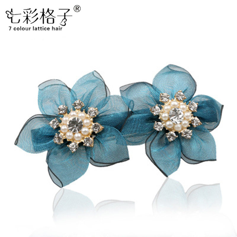 七彩格子头饰 布艺发卡韩国蝴蝶结发饰韩版饰品A0204