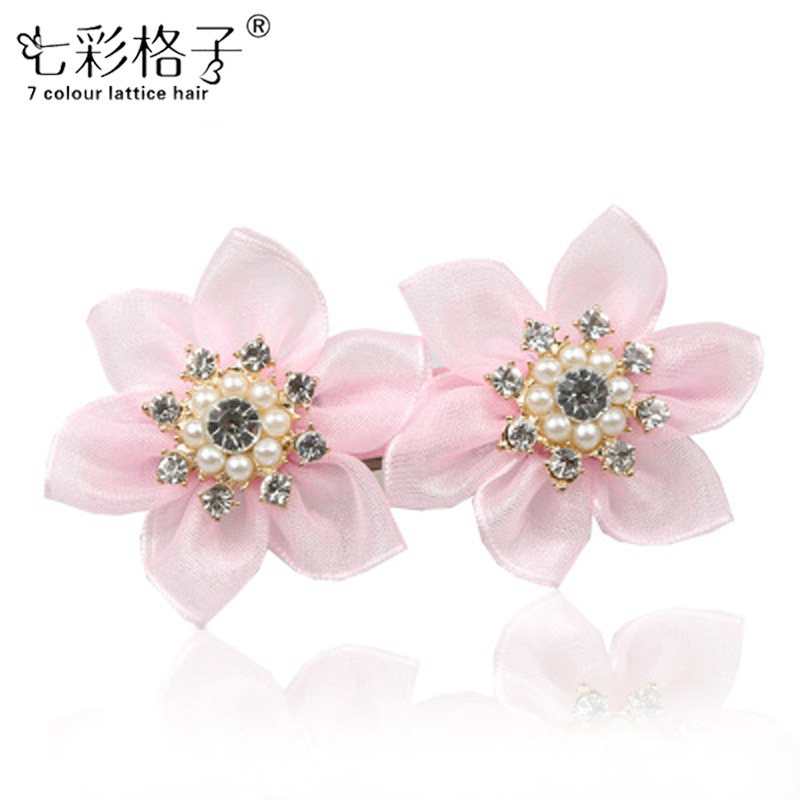 七彩格子头饰 布艺发卡韩国蝴蝶结发饰韩版饰品A0204