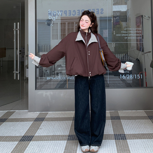 196现货 短外套女格子拼接 7008新款 P165 控258，女装短外套，昱喆服饰