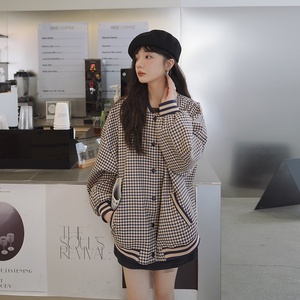 196现货格子短外套女新款A135藏青P115控168