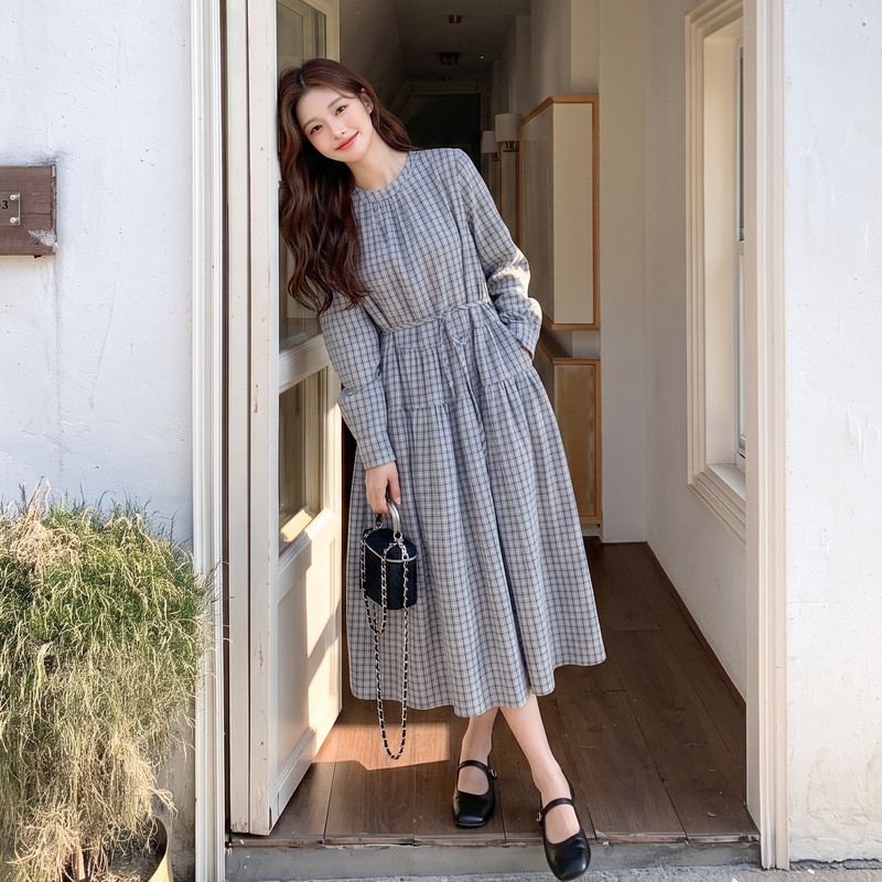 现货格子连衣裙女裙子2C512-7030-P150-K235,女装连衣裙,昱喆服饰