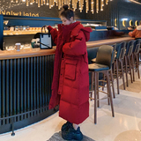 红色羽绒棉服女中长款过膝加厚冬季新款韩系温柔小个子棉袄衣外套，女装棉衣/棉服，昱喆服饰