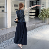 196现货条纹拼接连衣裙加马甲套装1127新款P190控278，女装连衣裙，昱喆服饰