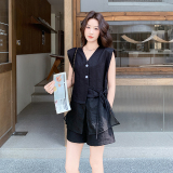 时尚套装黑色两件套2C512-7220-P145-控248，女装套装/套裙，昱喆服饰