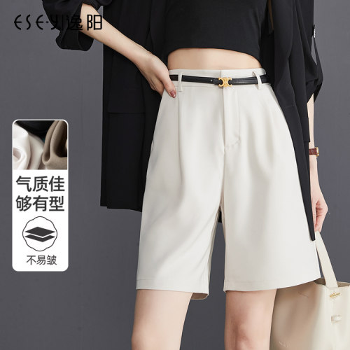 逸阳西装短裤女夏季冰丝中裤