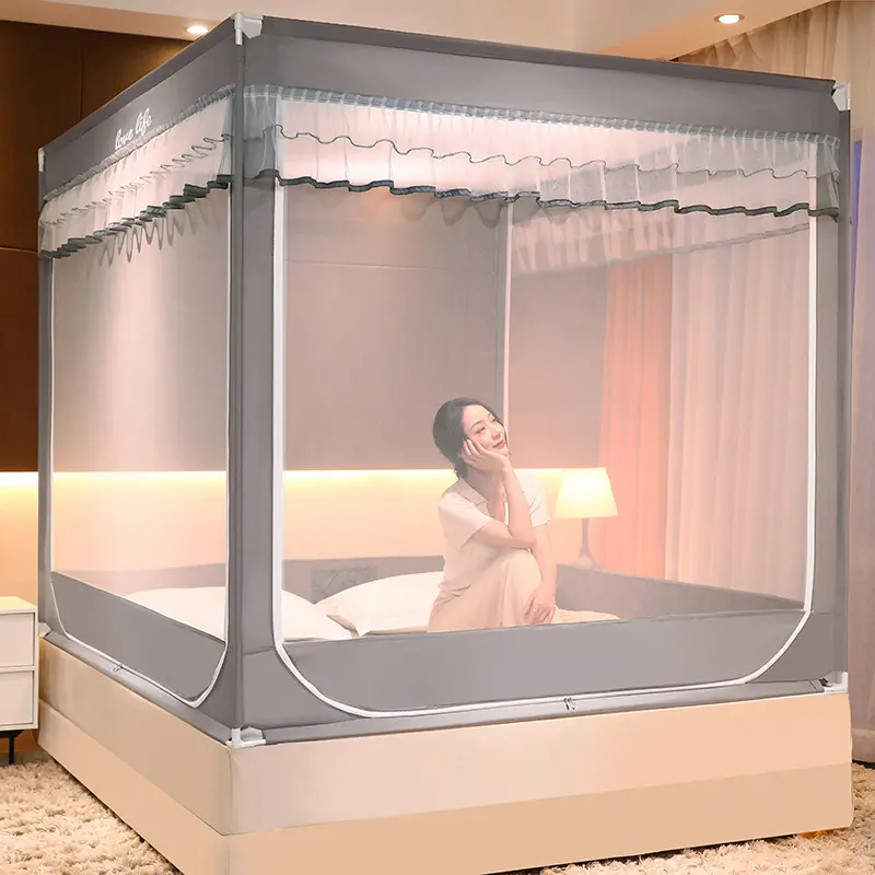 新款蚊帐坐床式回字底床笠式坐床