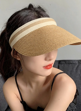 拉菲草编空顶帽女士夏季显脸小