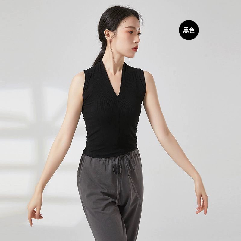 现代舞无袖V领背心形体训练服舞蹈生日常穿搭练功服拉丁上衣夏季