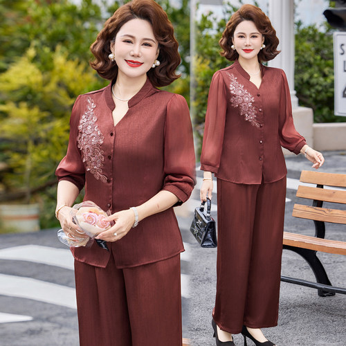 妈妈春夏季套装新中式国风长袖