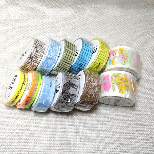 现货mt展会复刻 和纸胶带荧光房子 黄接龙植绒格子蕾丝鸟手帐贴纸