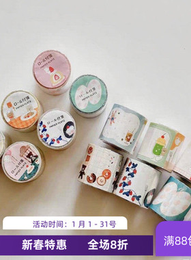 现货 PAPIER PLATZ胶带便签贴纸森山兔子水果花草 便签卷