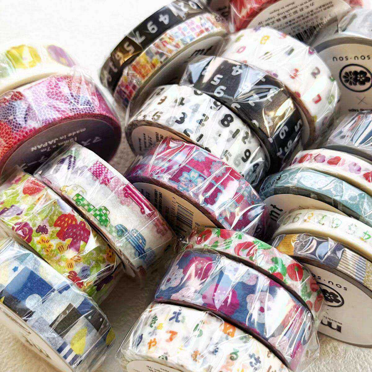 现货MT SOU系列和纸胶带箔押数字红圈圈菓子花鸟花开彩色假名猫