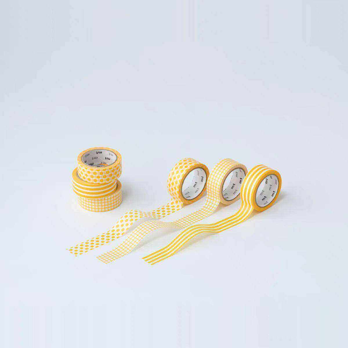 现货MT 2025SS和纸胶带 黄色波点条纹方眼 经典图案拼贴手