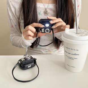 复古闪光照相机适用三星buds3fe保护套buds3pro蓝牙耳机套galaxy壳挂式软壳