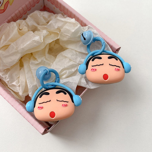 卡通可爱蜡笔小新适用苹果AirTag追踪器保护套硅胶防丢器带铃铛软