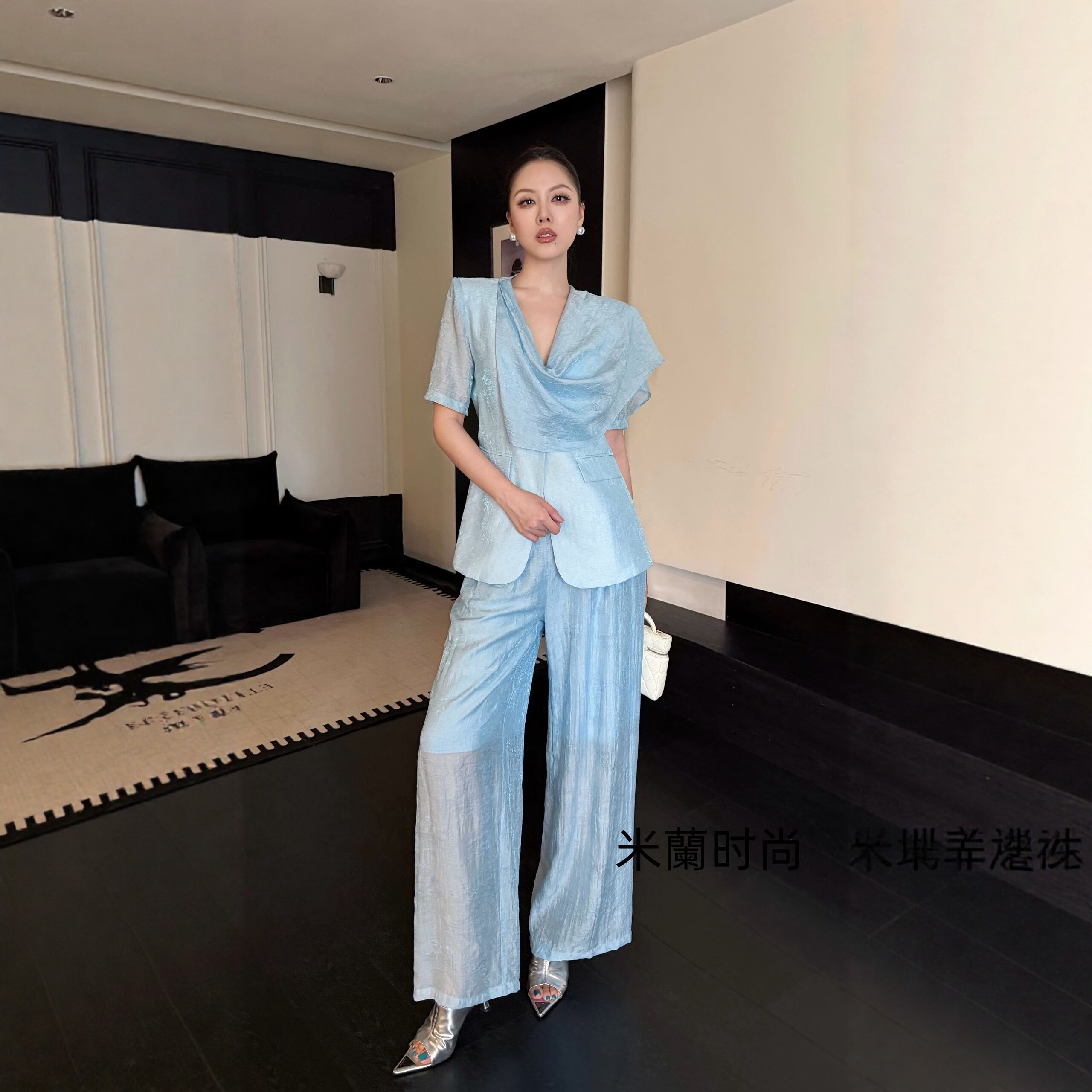 夏季新款时尚套装女高级感气质名媛薄款西装外套上衣配高腰长裤