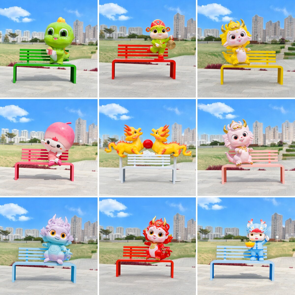 卡通动物造型公园椅雕塑户外休闲椅镀锌板材质可爱吉祥物装饰摆件