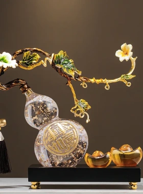 珐琅彩金箔葫芦摆件招财高档客厅电视柜酒柜装饰开业乔迁新居礼品