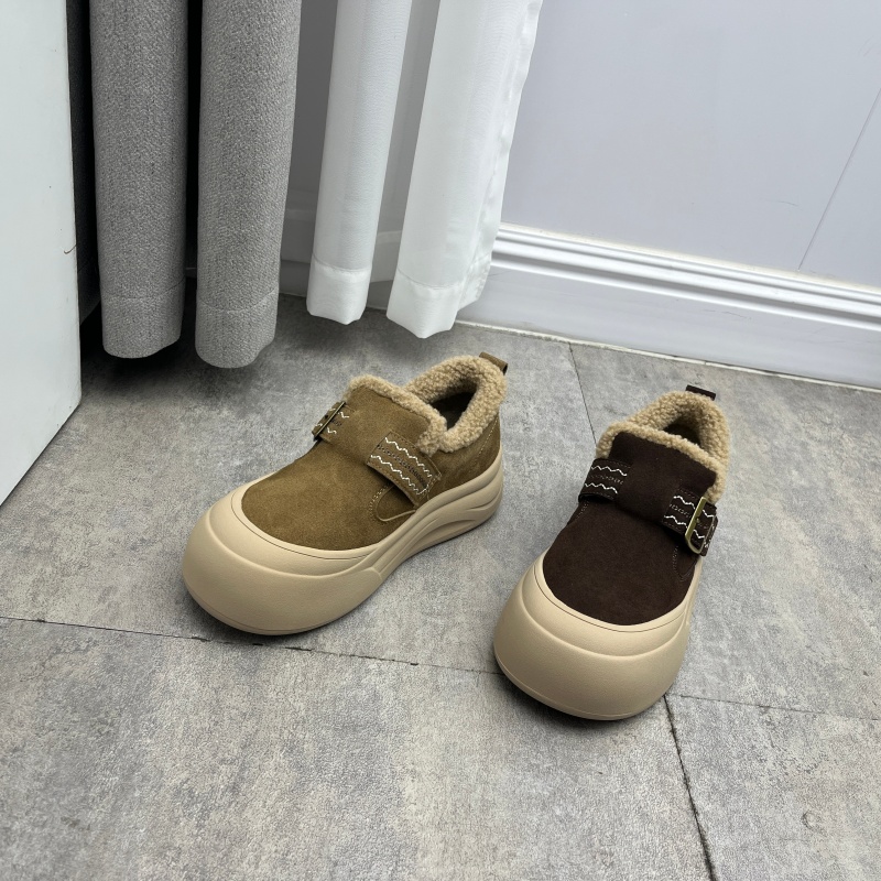 撤柜断码处理女鞋2025冬季新款韩版时尚圆头加绒保暖休闲勃肯鞋女