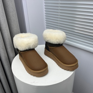 时尚 撤柜断码 新款 2025冬季 毛绒保暖厚底毛口加厚雪地靴女 处理女鞋