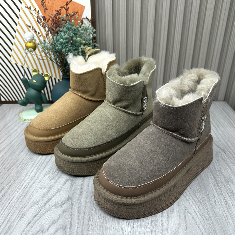 撤柜断码处理女鞋冬季新款时尚舒适厚底保暖侧拉链套筒毛绒雪地靴