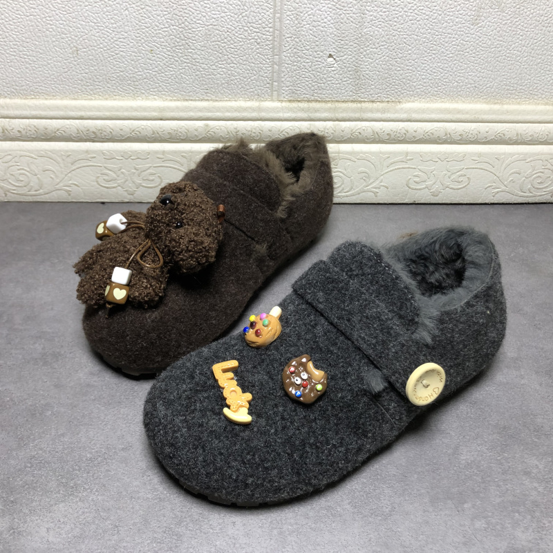 撤柜断码处理女鞋2025冬季新款时尚加绒平底毛毛舒适百搭勃肯鞋女